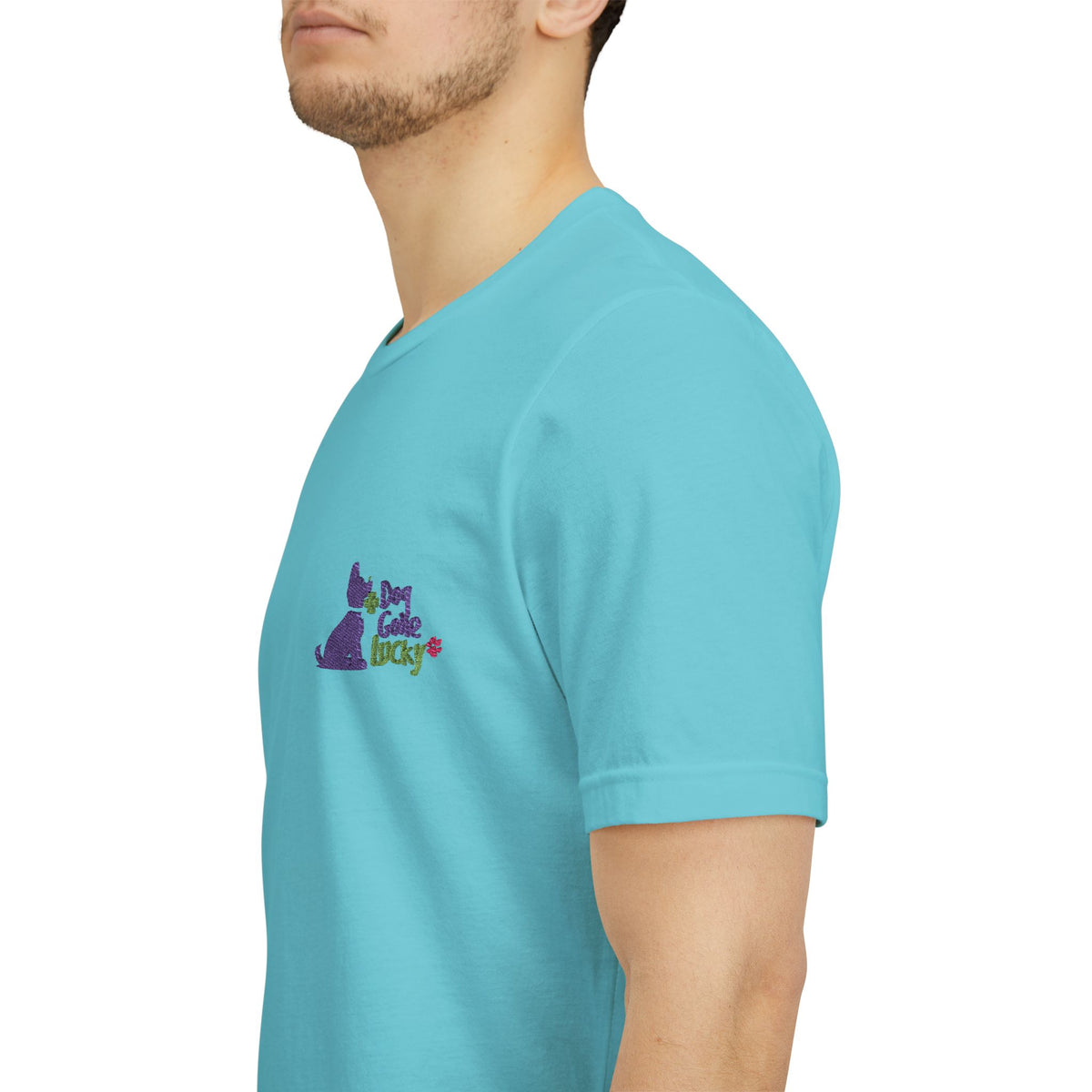 Doggone Lucky Adult Tee - Embroidered Lucky Pup on the Chest