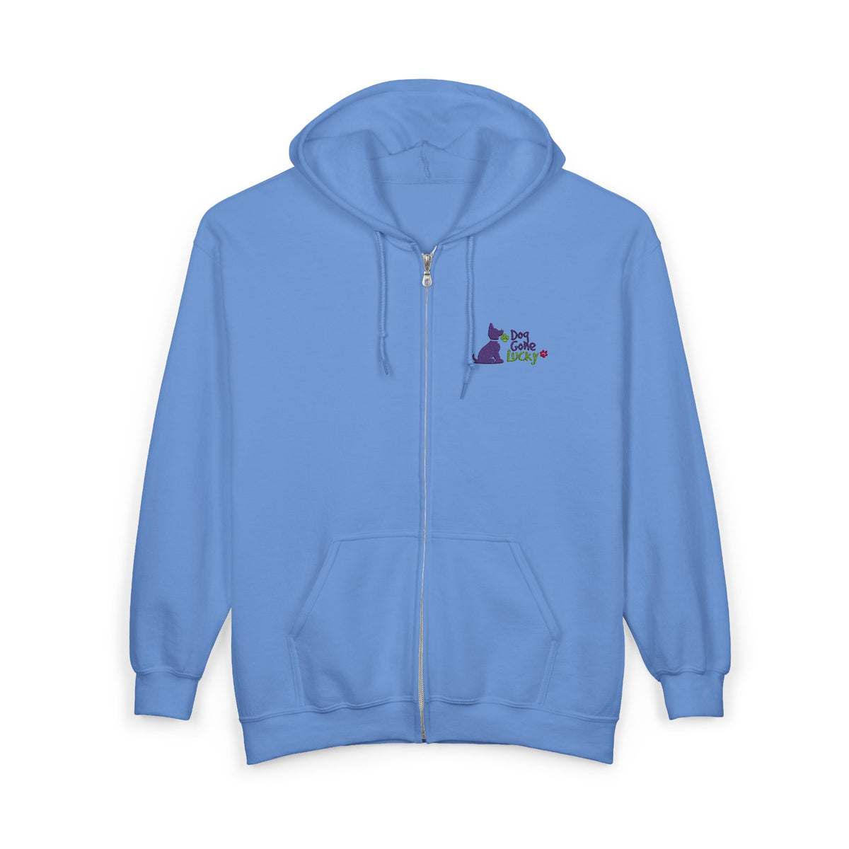 Doggone Lucky Heavy Blend™ Full Zip Hooded Sweatshirt - Embroidered Lucky Pup on Chest