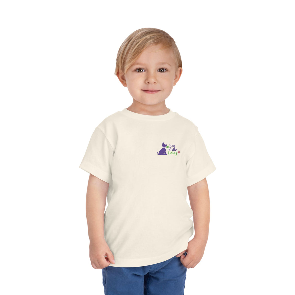 Doggone Lucky Personalized Toddler Tee - "Dog Gone Lucky" Cute Purple Pup St. Patrick's Day Shirt