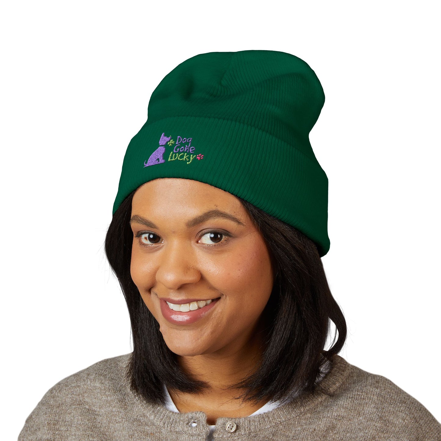 Doggone Lucky Embroidered Beanie