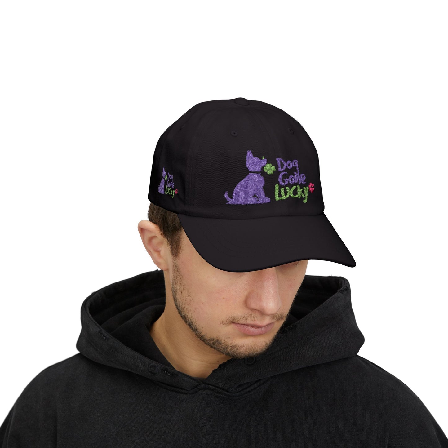 Doggone Lucky Dad Cap — Embroidered Purple Pup Baseball Hat