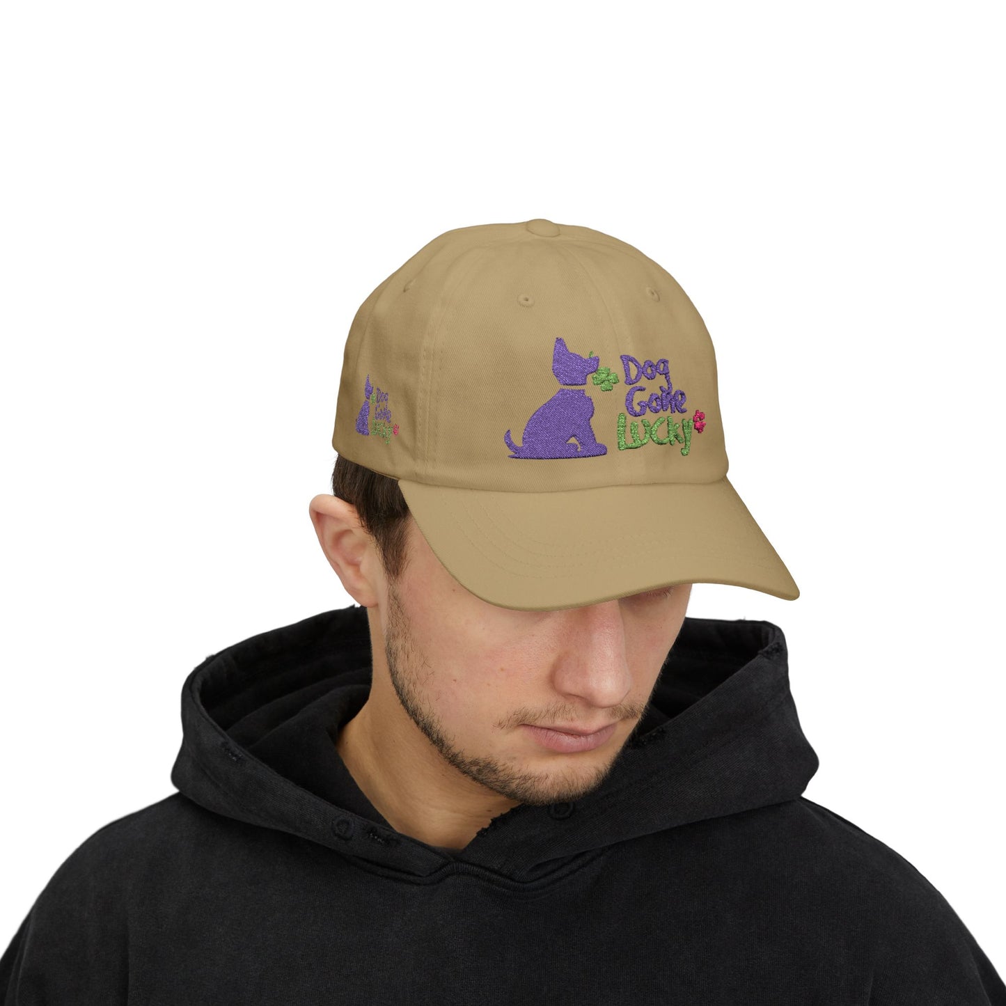 Doggone Lucky Dad Cap — Embroidered Purple Pup Baseball Hat