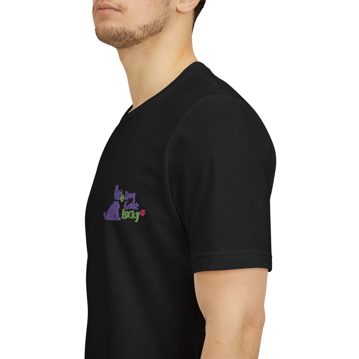 Doggone Lucky Adult Tee - Embroidered Lucky Pup on the Chest