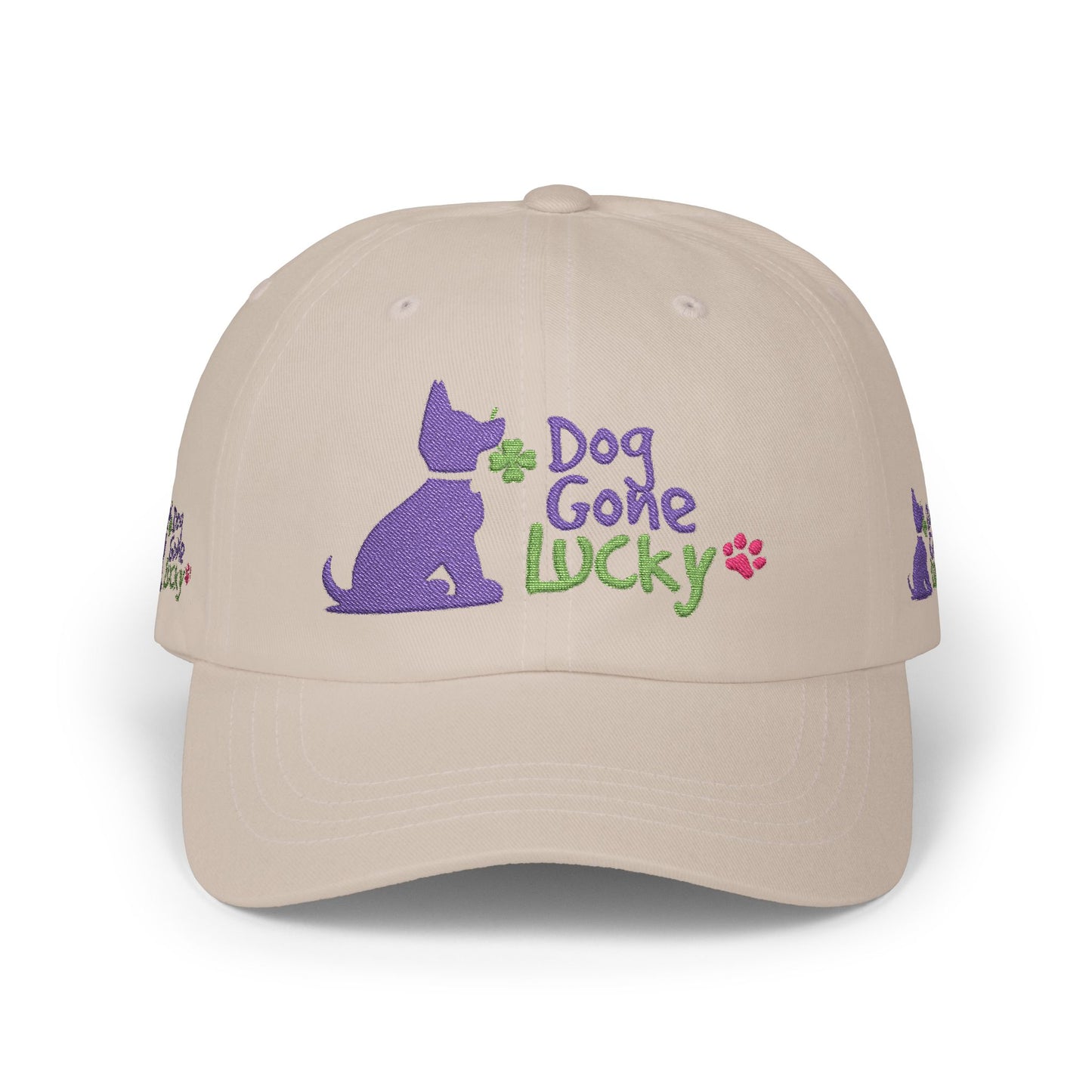 Doggone Lucky Dad Cap — Embroidered Purple Pup Baseball Hat
