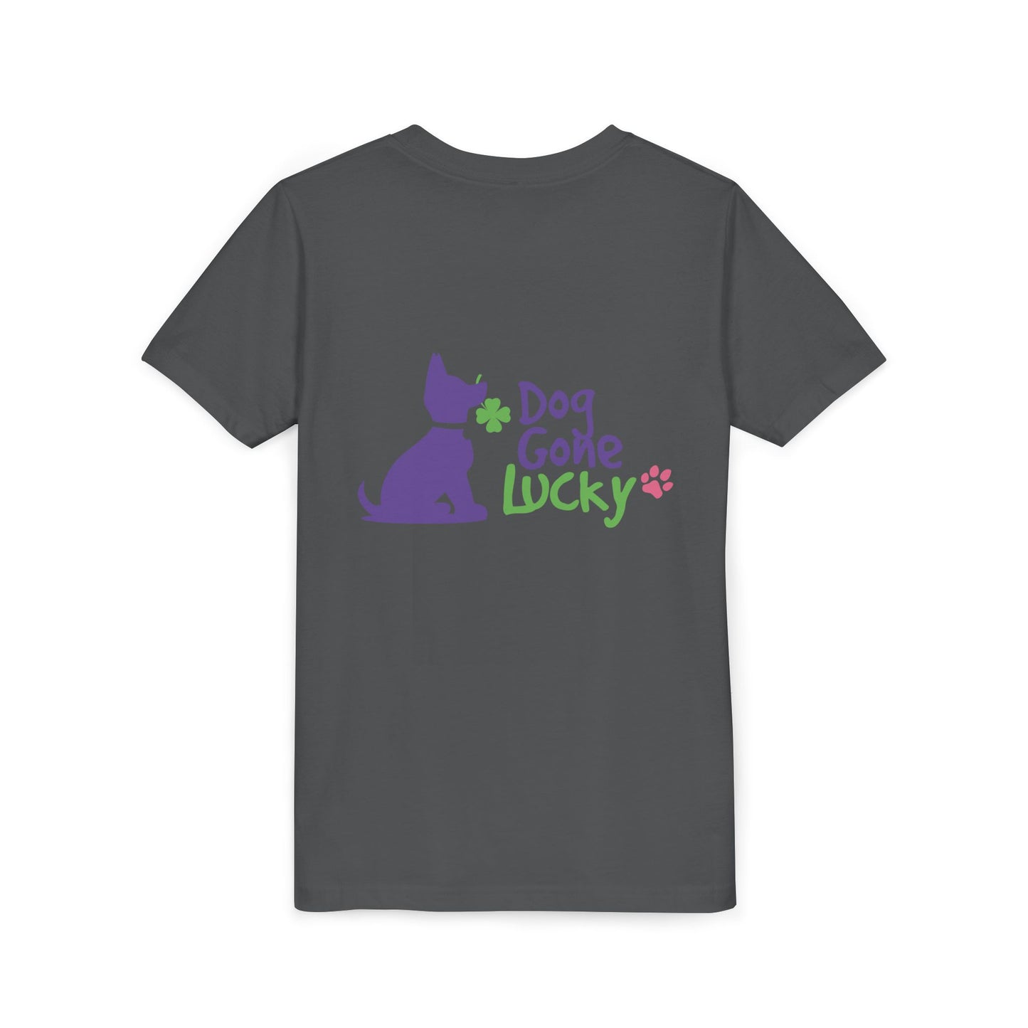 Doggone Lucky Personalized Neck Label Youth Tee - Cute Lucky Pup on Front and Back
