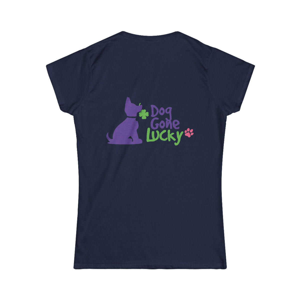 Doggone Lucky Woman's Tee - Printed Lucky Pup on Chest and Back