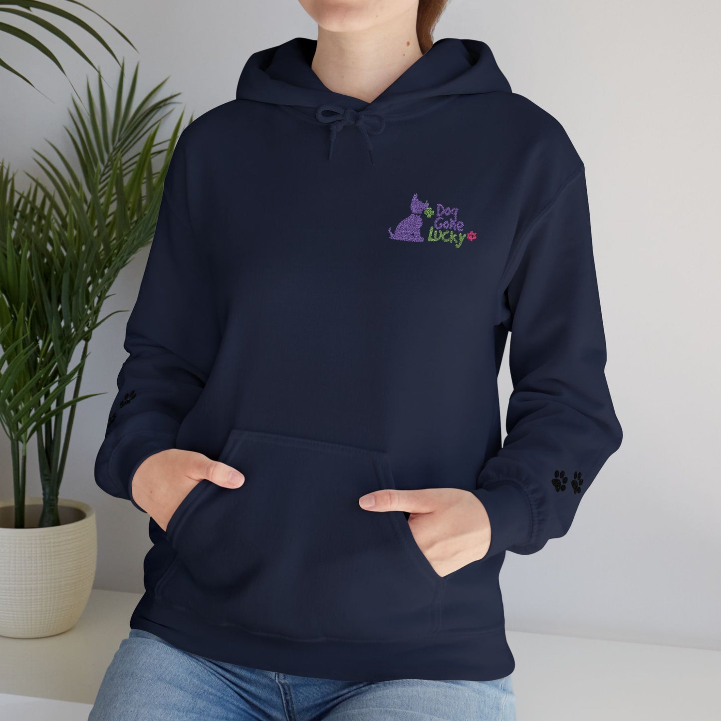 Doggone Lucky Adult Hoodie - Embroidered Lucky Pup on Chest