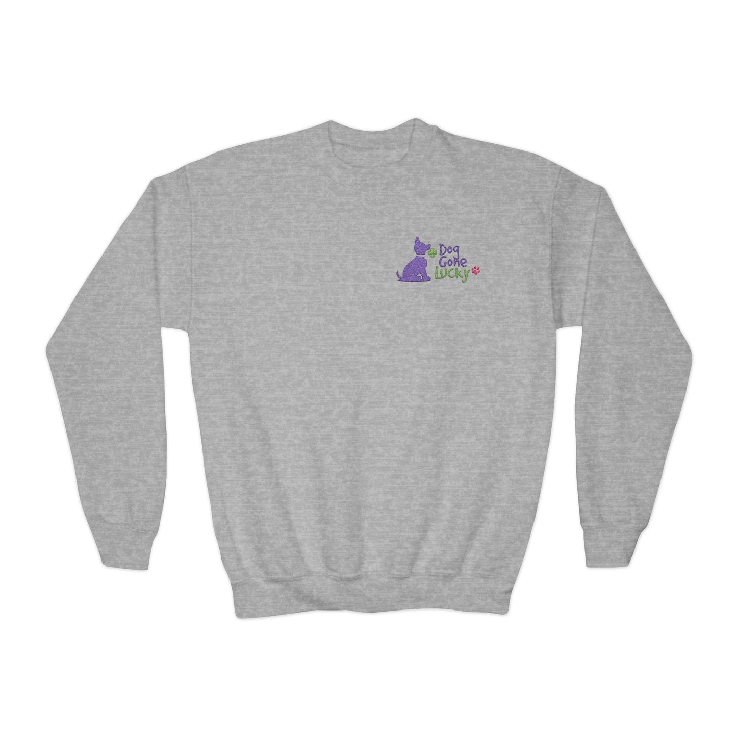 Doggone Lucky Embroidered Youth Crewneck Sweatshirt