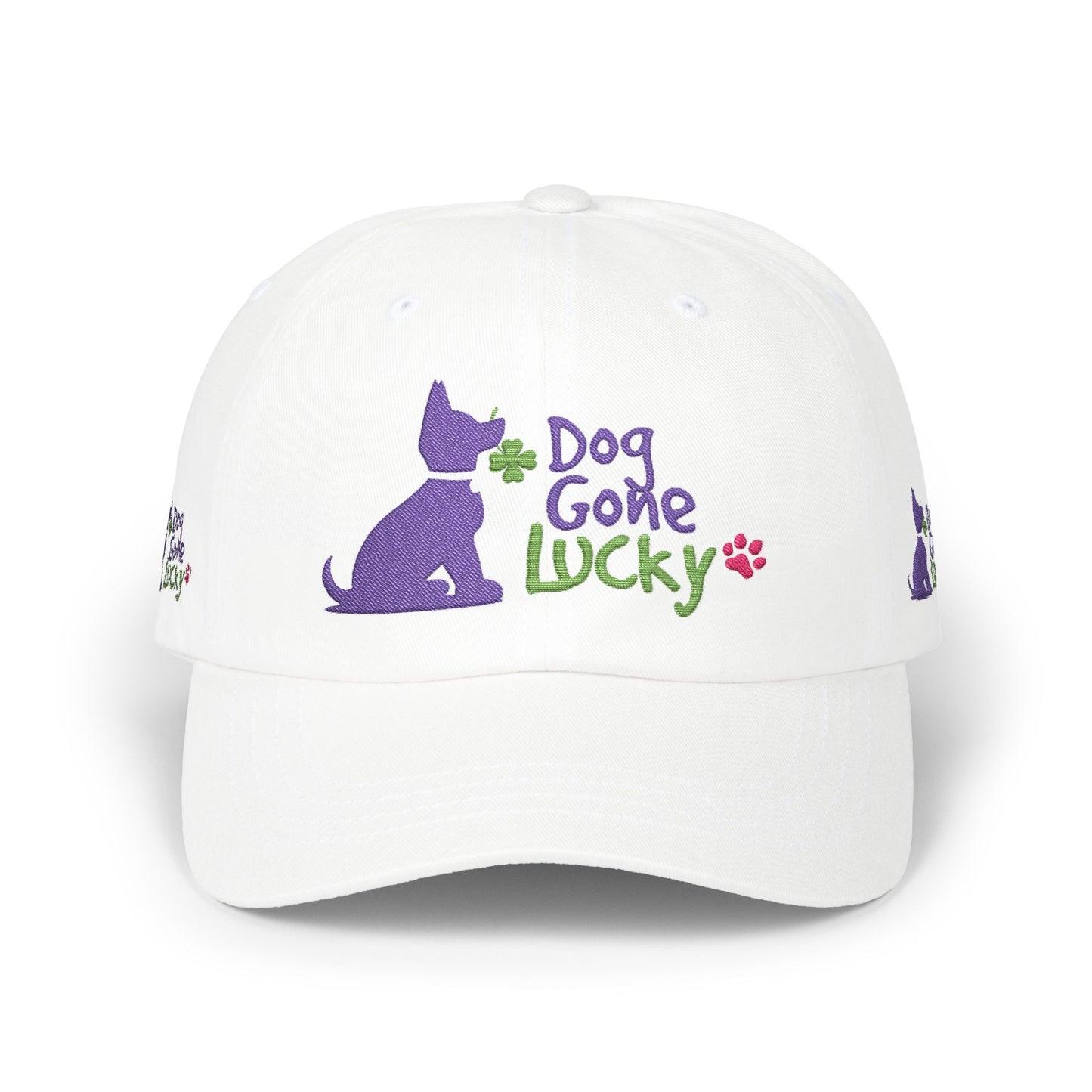 Doggone Lucky Dad Cap — Embroidered Purple Pup Baseball Hat