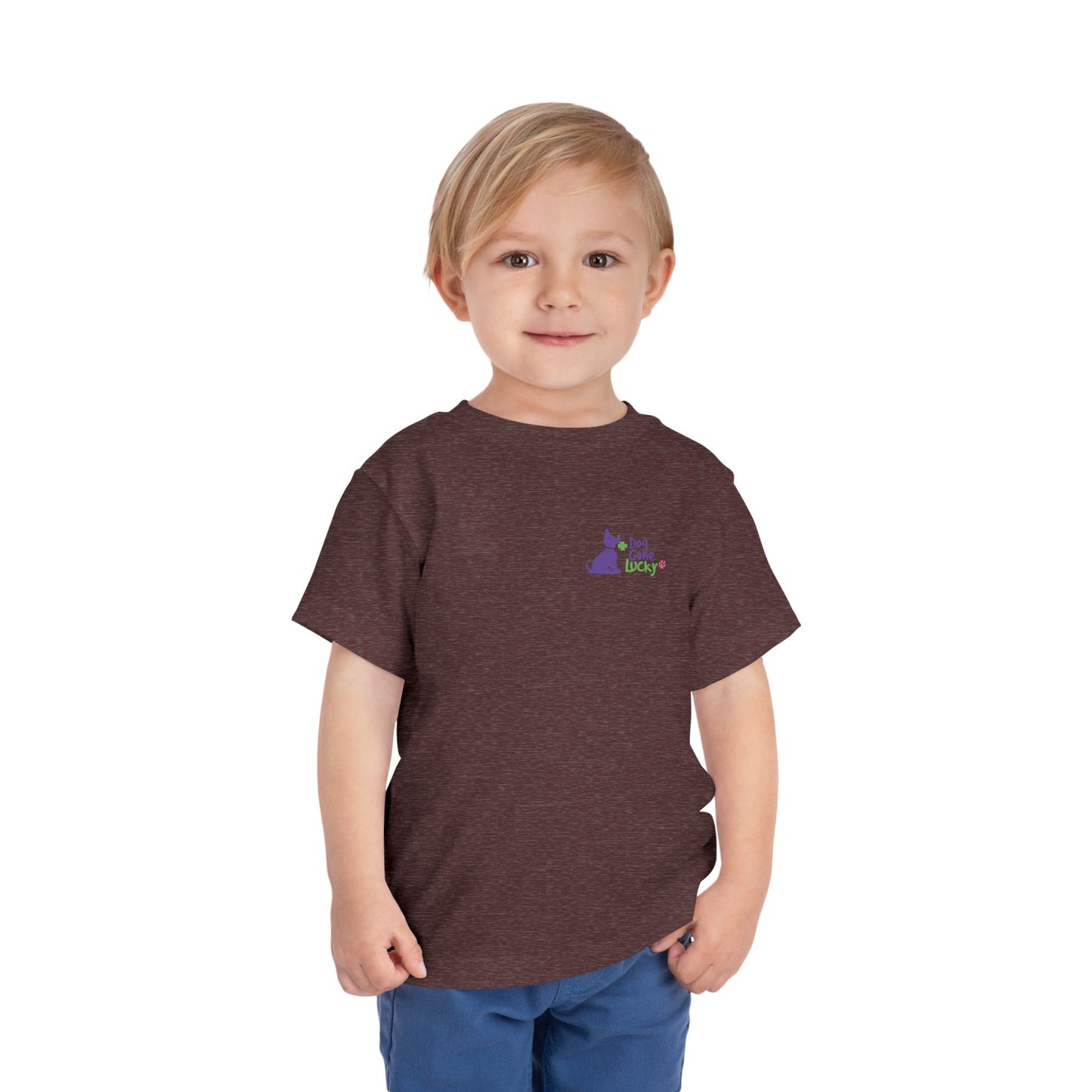 Doggone Personalized Neck Label Toddler Tee - Lucky Pup Graphic on Back and Front