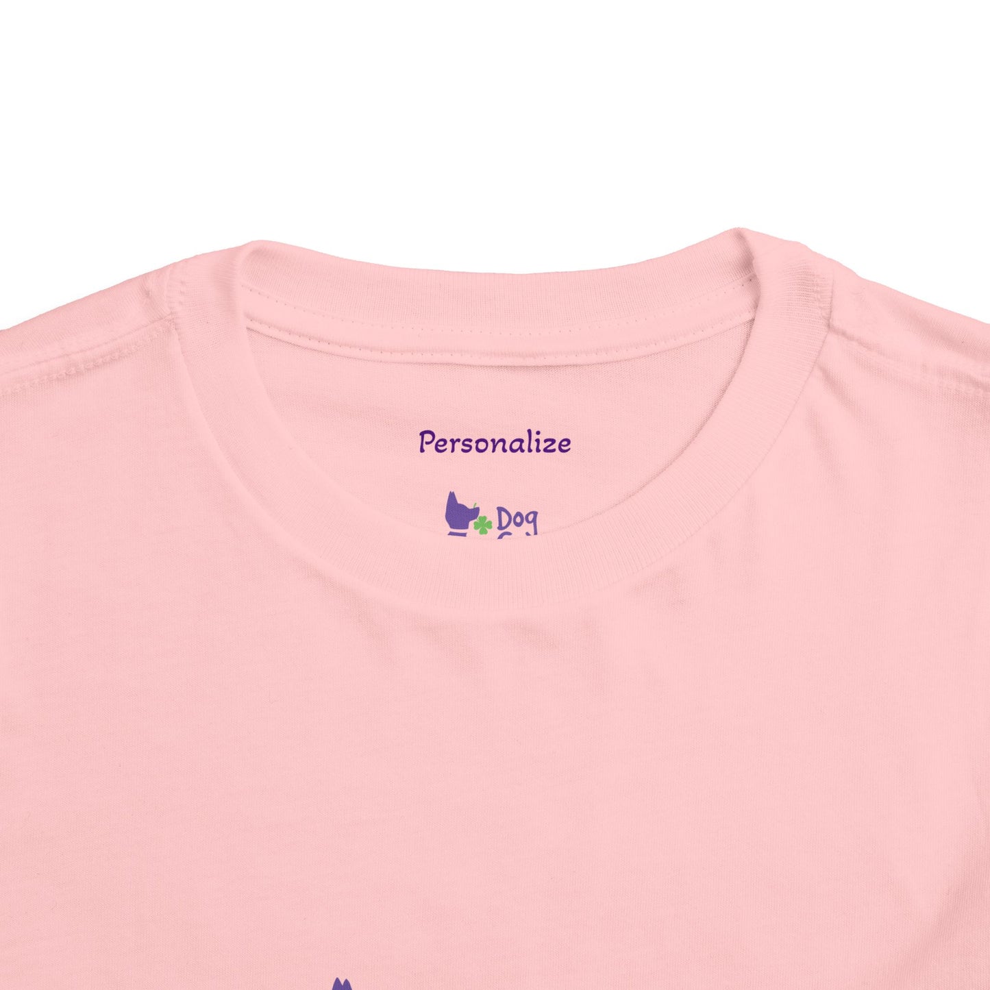 Doggone Lucky Personalized Neck Label Toddler Tee - Cute Large Lucky Pup on front and back