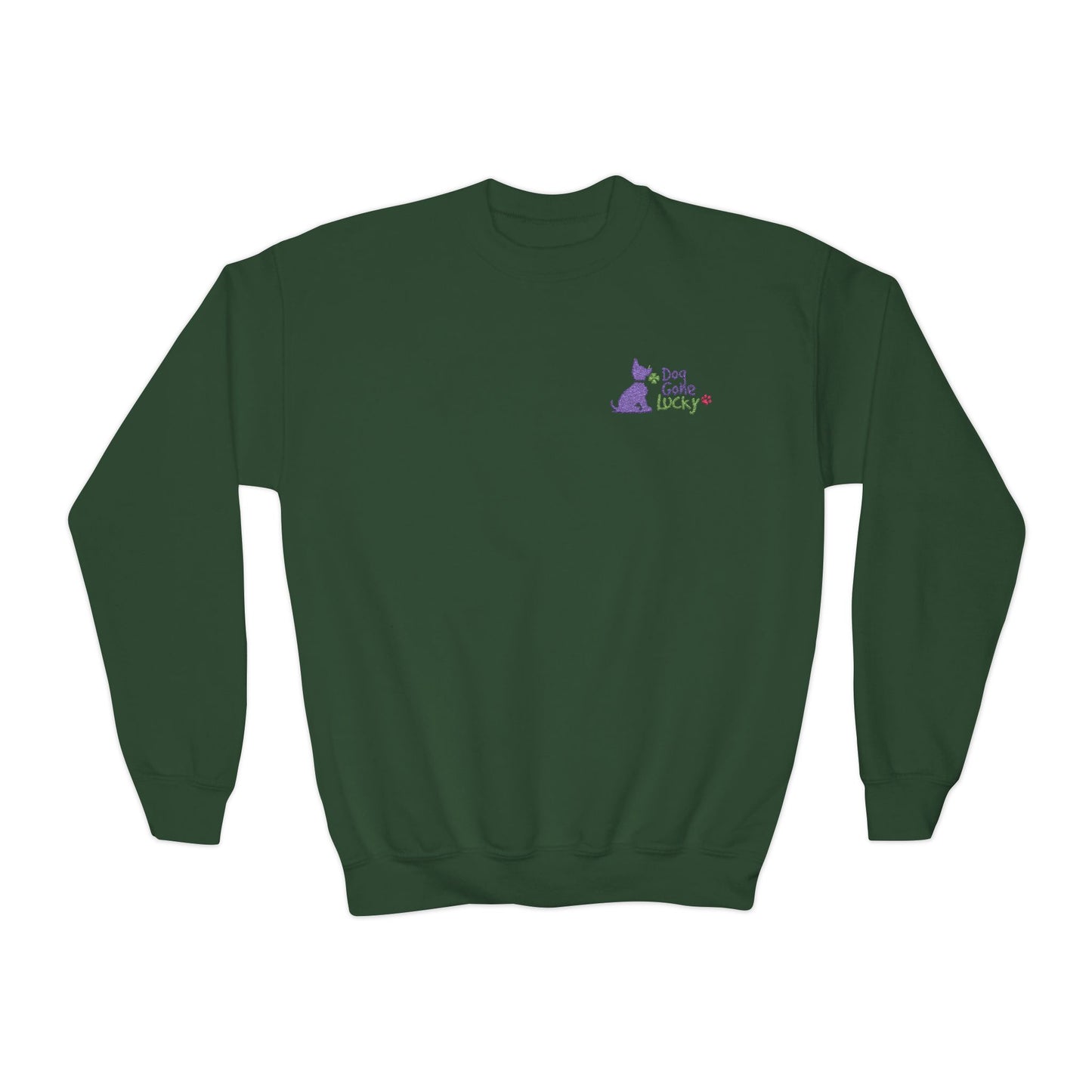 Doggone Lucky Youth Embroidered Crewneck Sweatshirt