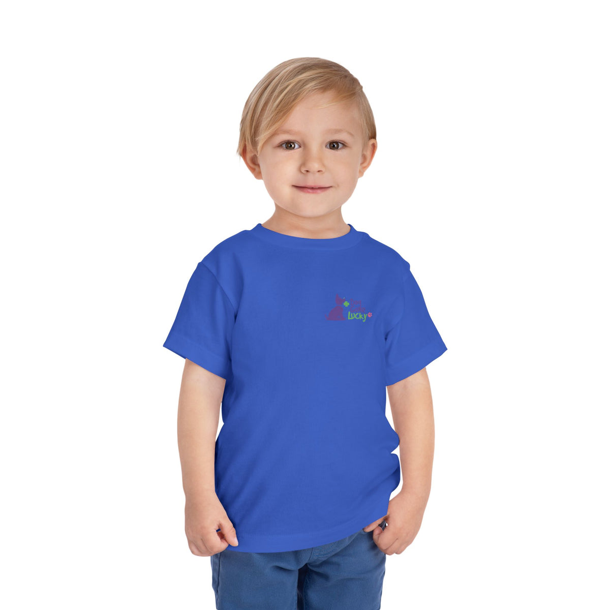 Doggone Lucky Personalized Toddler Tee - "Dog Gone Lucky" Cute Purple Pup St. Patrick's Day Shirt