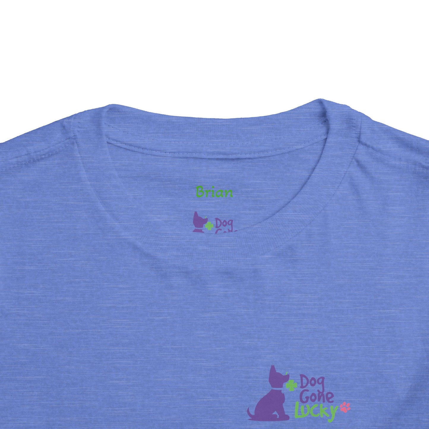 Doggone Personalized Neck Label Toddler Tee - Lucky Pup Graphic on Back and Front