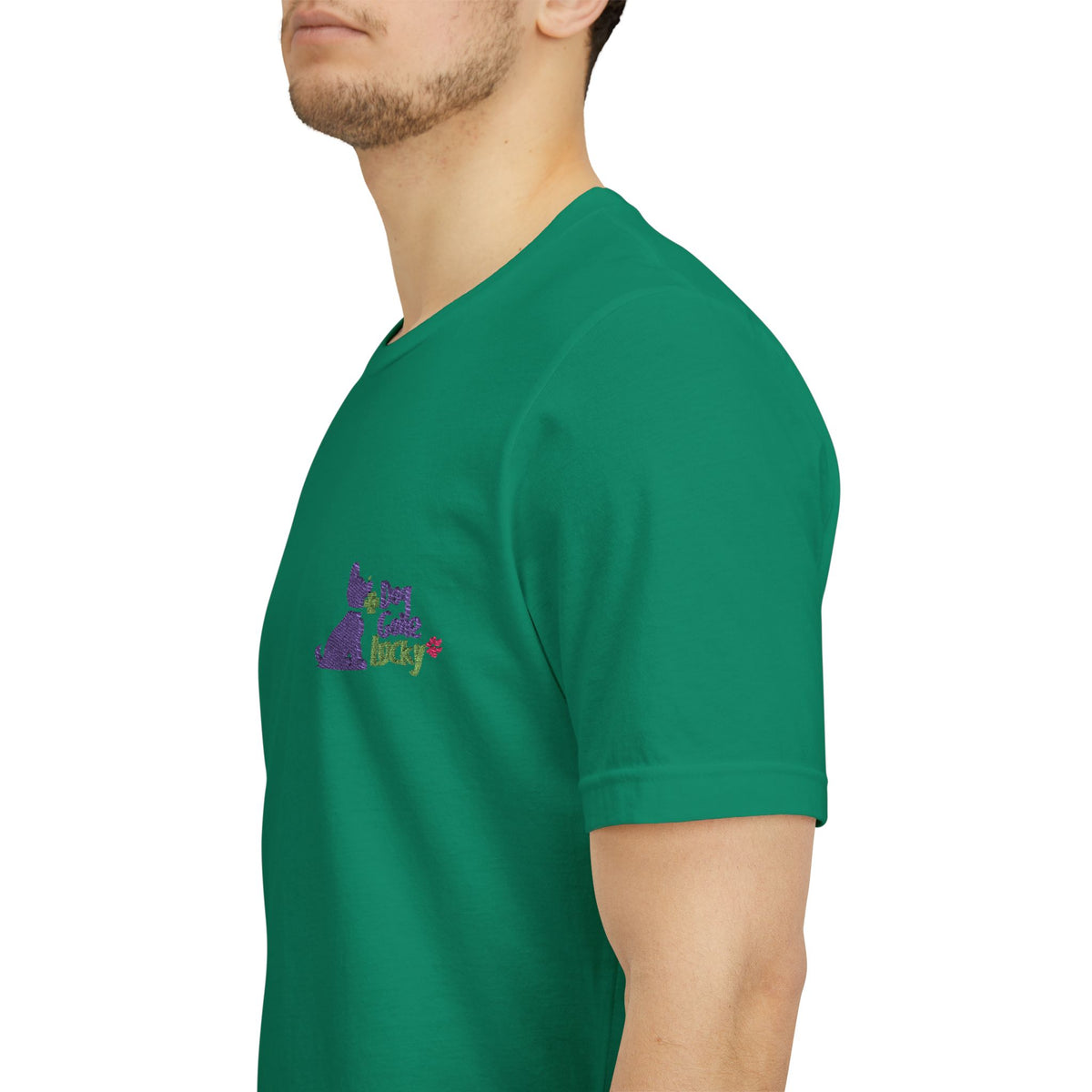Doggone Lucky Adult Tee - Embroidered Lucky Pup on the Chest