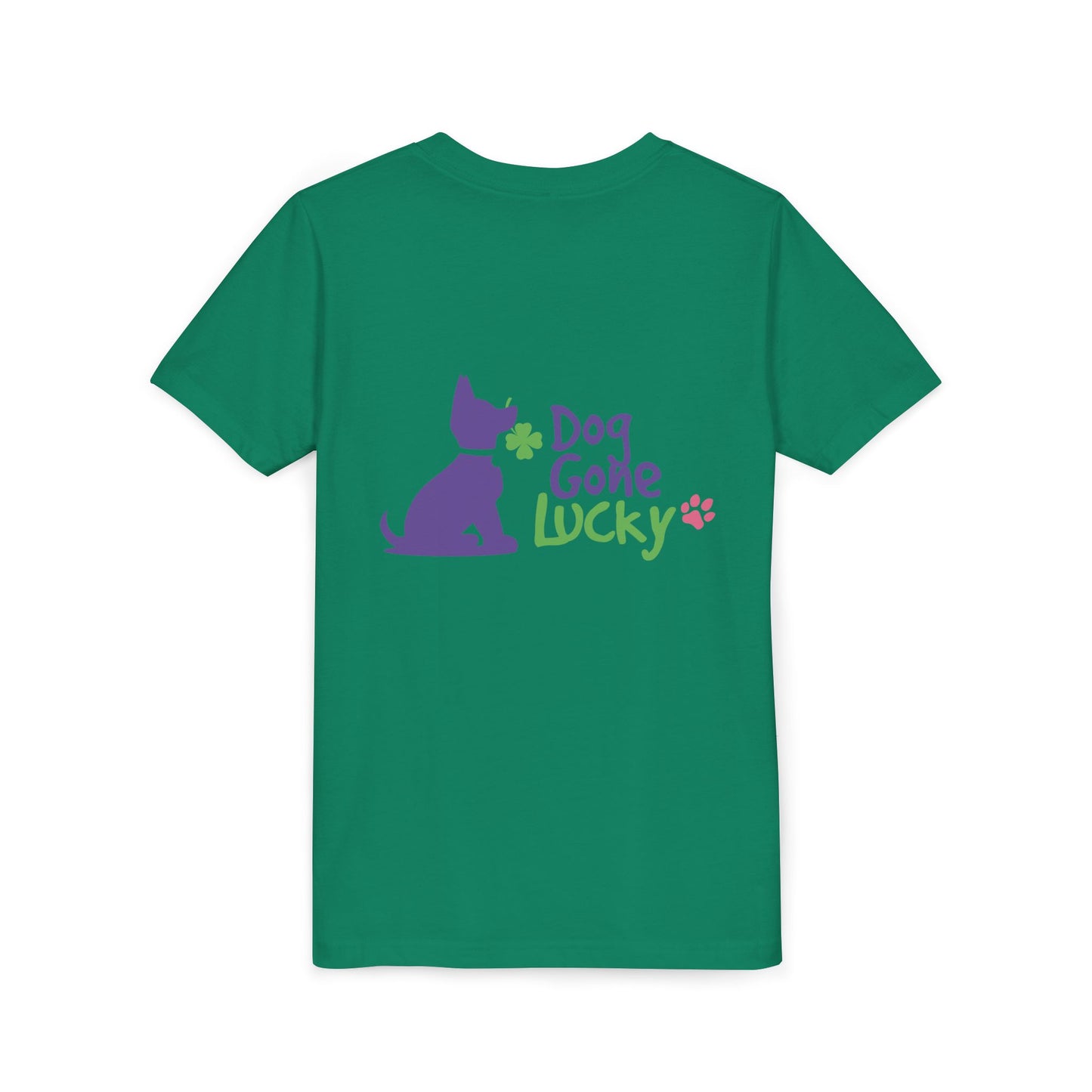 Doggone Lucky Personalized Neck Label Youth Tee - Cute Lucky Pup on Front and Back