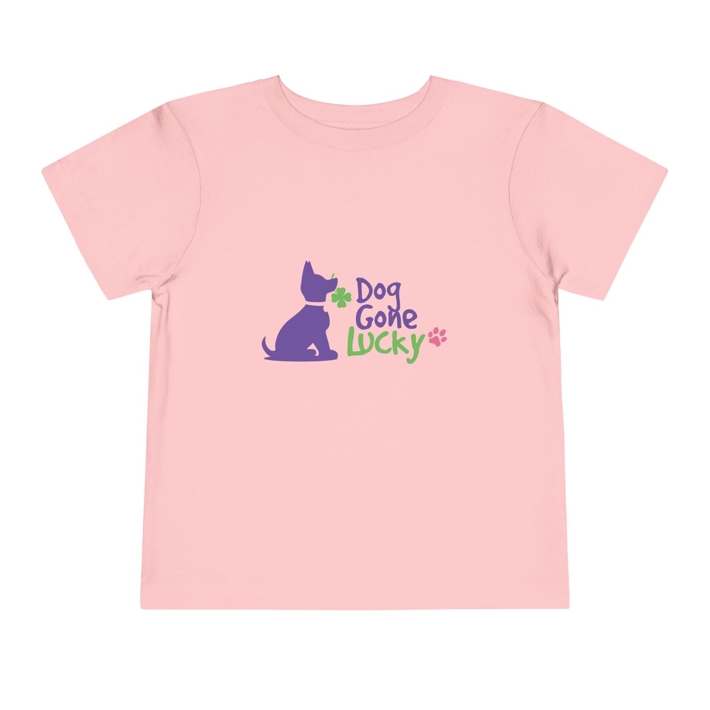 Doggone Lucky Personalized Neck Label Toddler Tee - Cute Large Lucky Pup on front and back