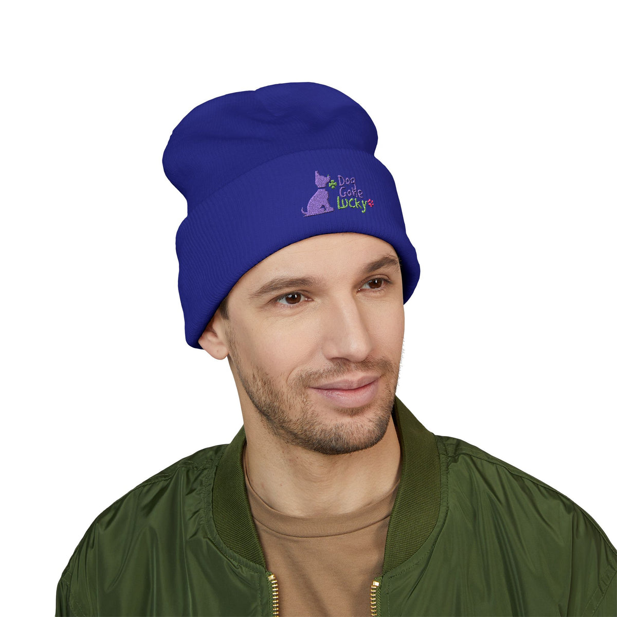 Doggone Lucky Embroidered Beanie
