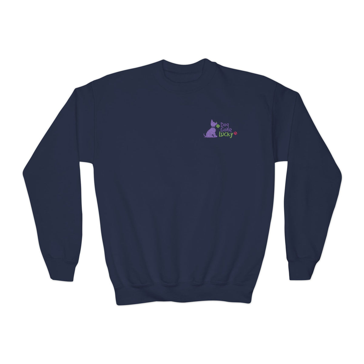 Doggone Lucky Youth Crewneck Sweatshirt - Embroidered Lucky Pup on Chest