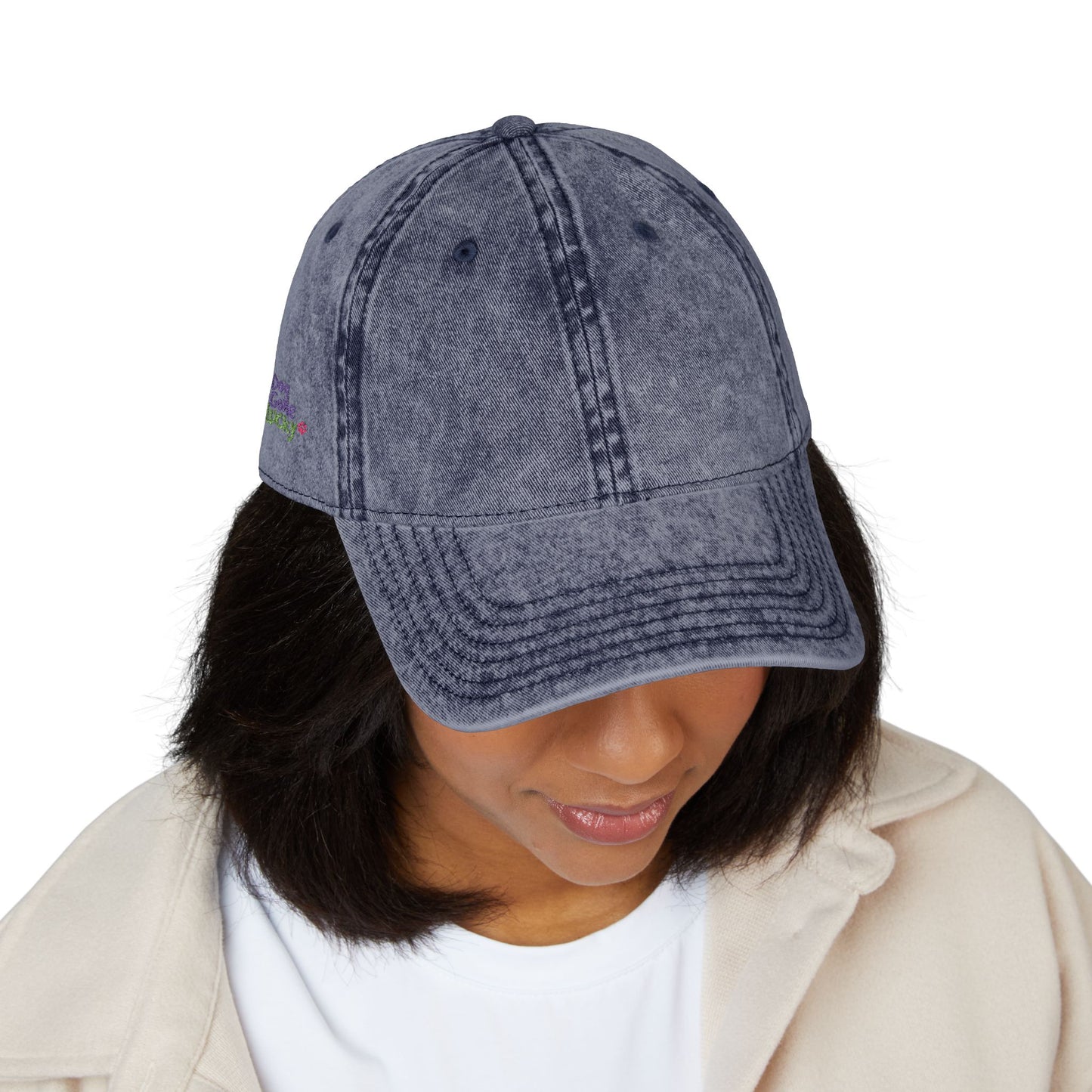 Embroidered Personalized Doggone Lucky Vintage Cap - Lucky Pup on Sides of Cap