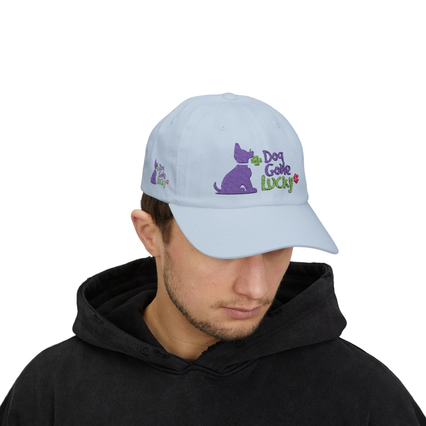 Doggone Lucky Dad Cap — Embroidered Purple Pup Baseball Hat