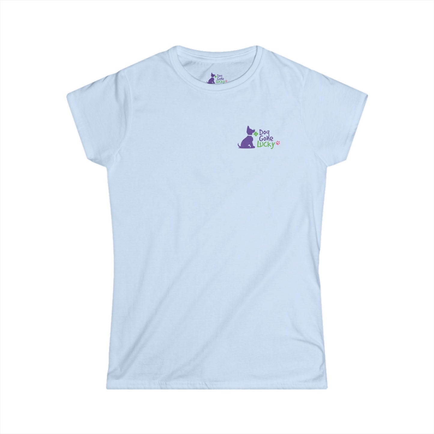 Doggone Lucky Woman's Tee | Purple Dog with Clover, St. Patrick's Day