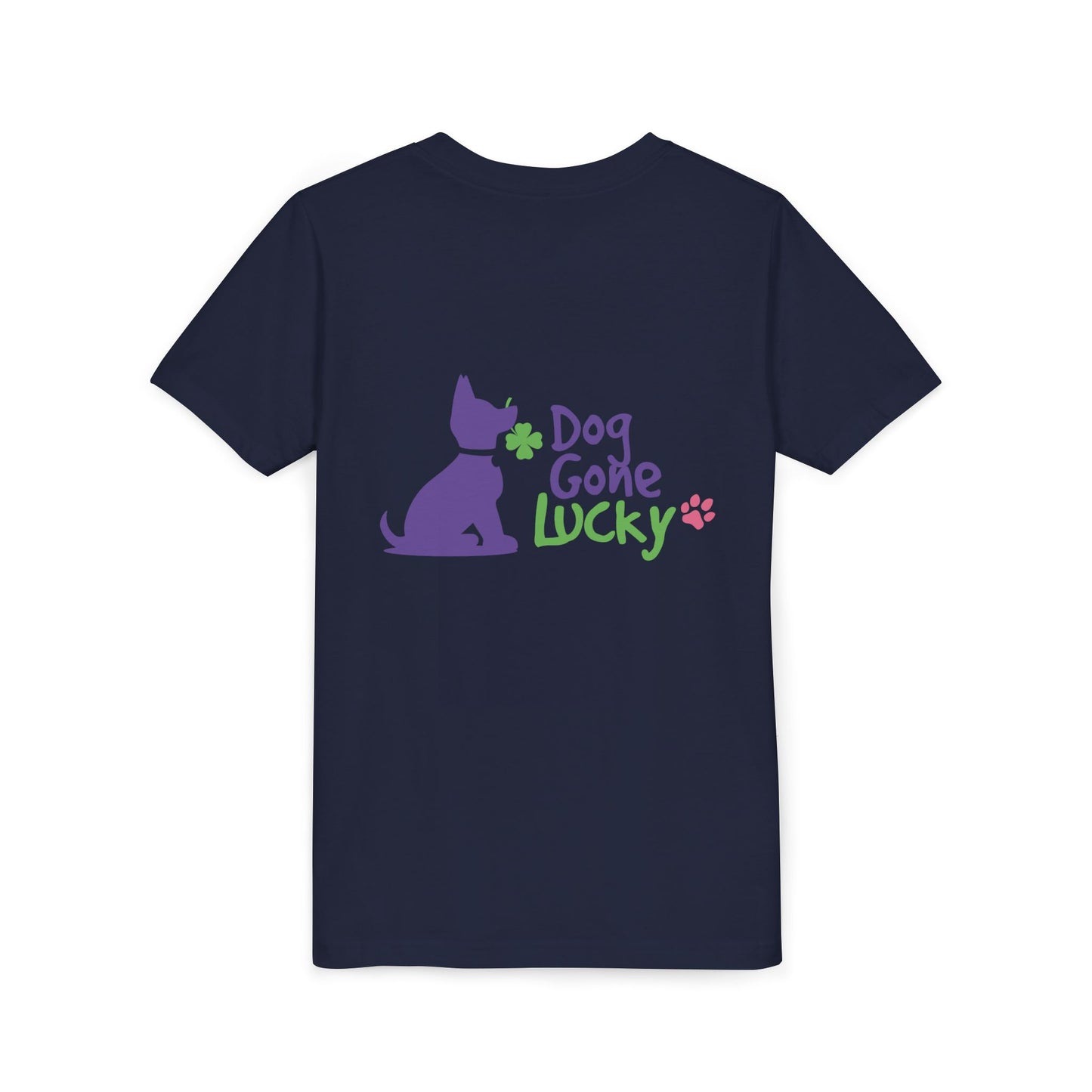 Doggone Lucky Personalized Neck Label Youth Tee - Cute Lucky Pup on Front and Back