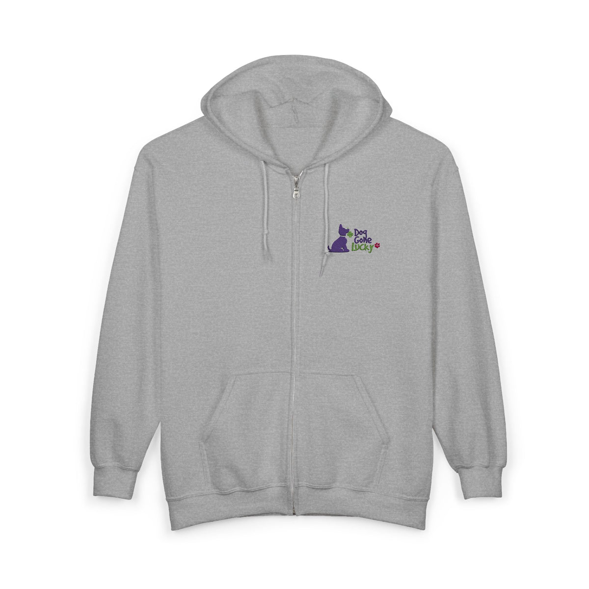 Doggone Lucky Heavy Blend™ Full Zip Hooded Sweatshirt - Embroidered Lucky Pup on Chest