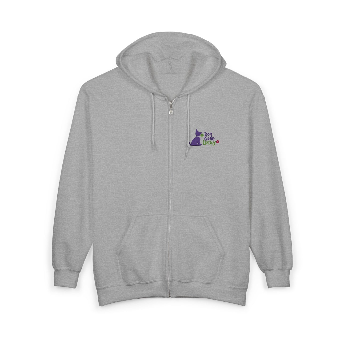 Doggone Lucky Embroidered Heavy Blend™ Full Zip Hooded Sweatshirt