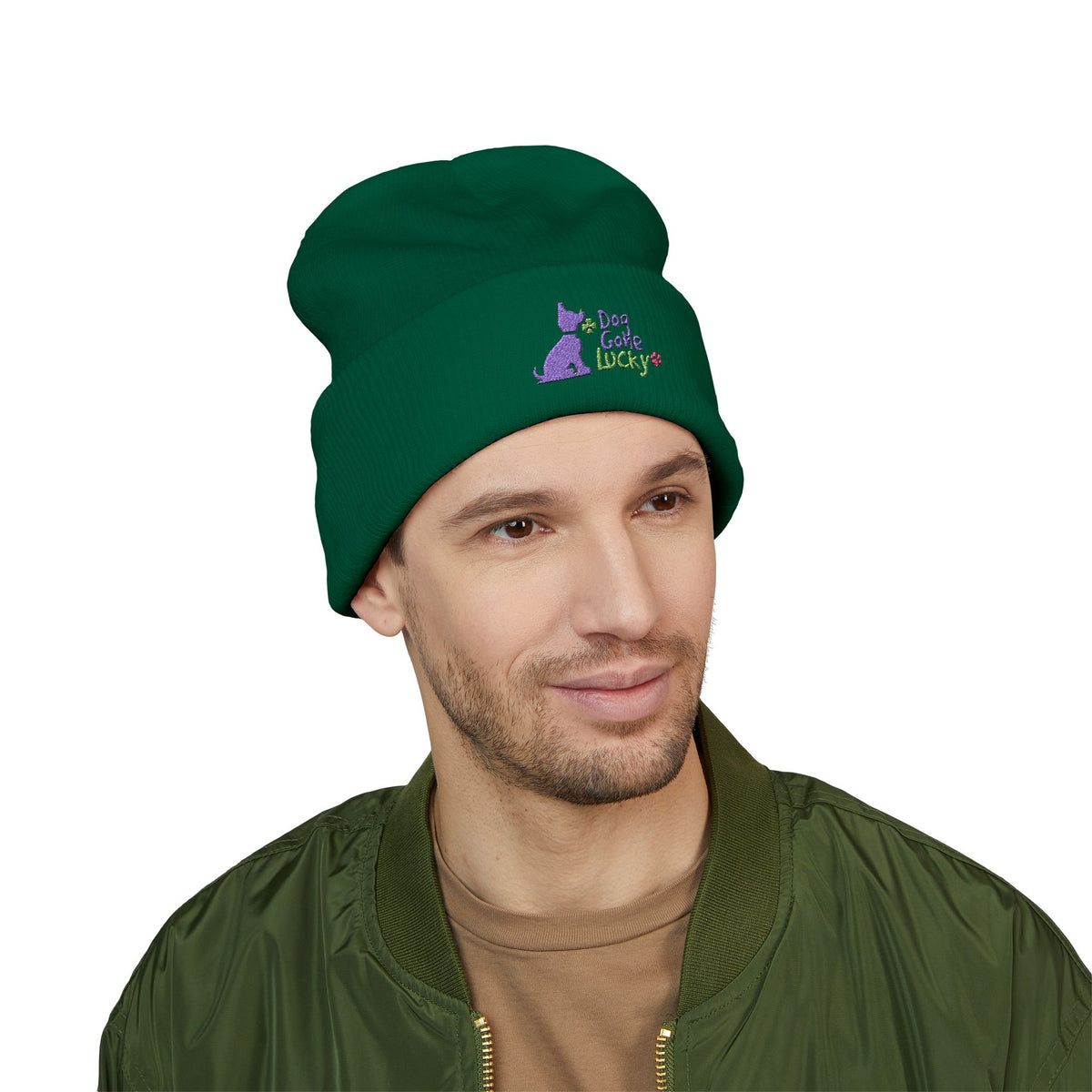 Doggone Lucky Embroidered Beanie