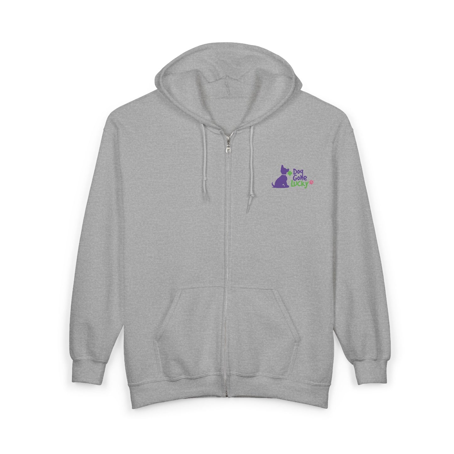 Doggone Lucky Adult Zip-up Hoodie - Graphic on back