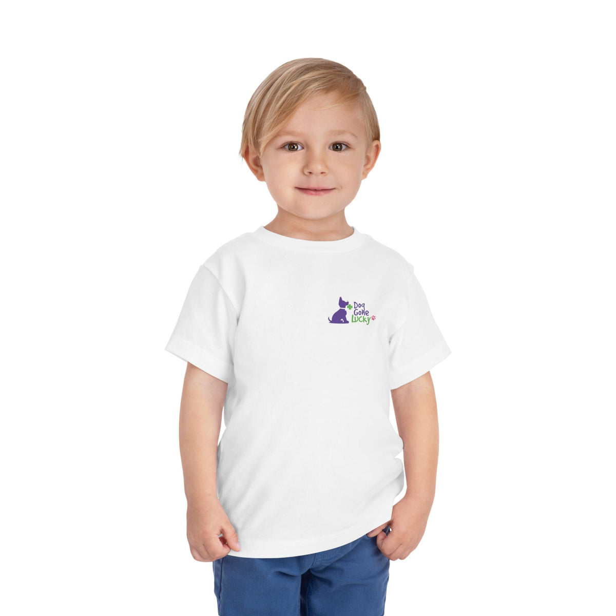 Doggone Lucky Personalized Toddler Tee - "Dog Gone Lucky" Cute Purple Pup St. Patrick's Day Shirt