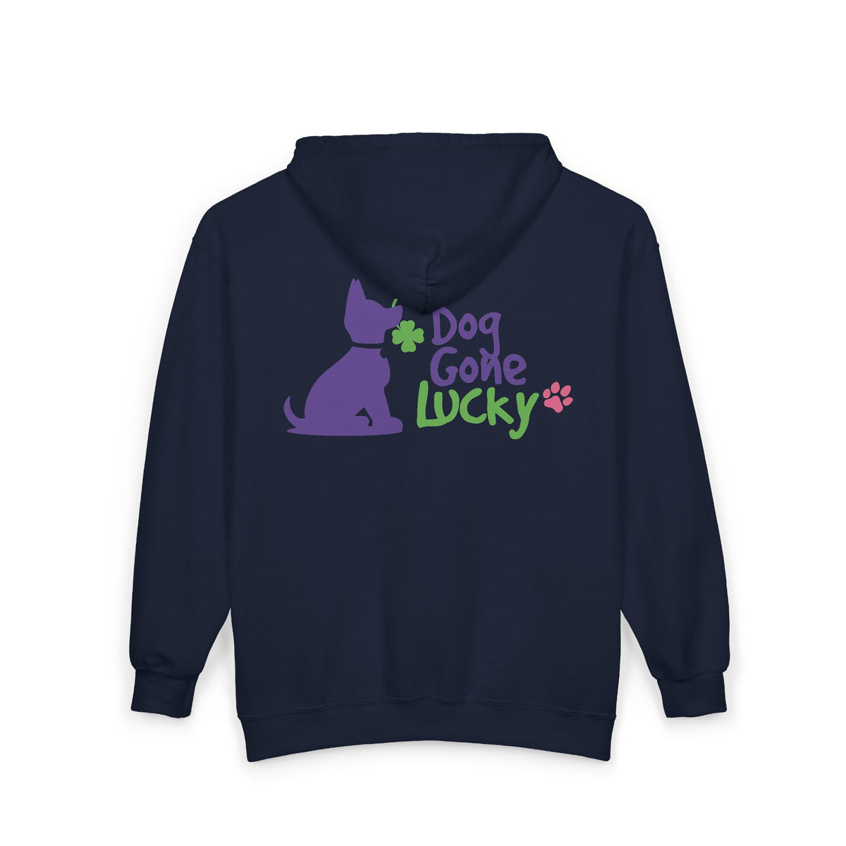 Doggone Lucky Adult Zip-up Hoodie - Printed Lucky Pup on Chest and Back