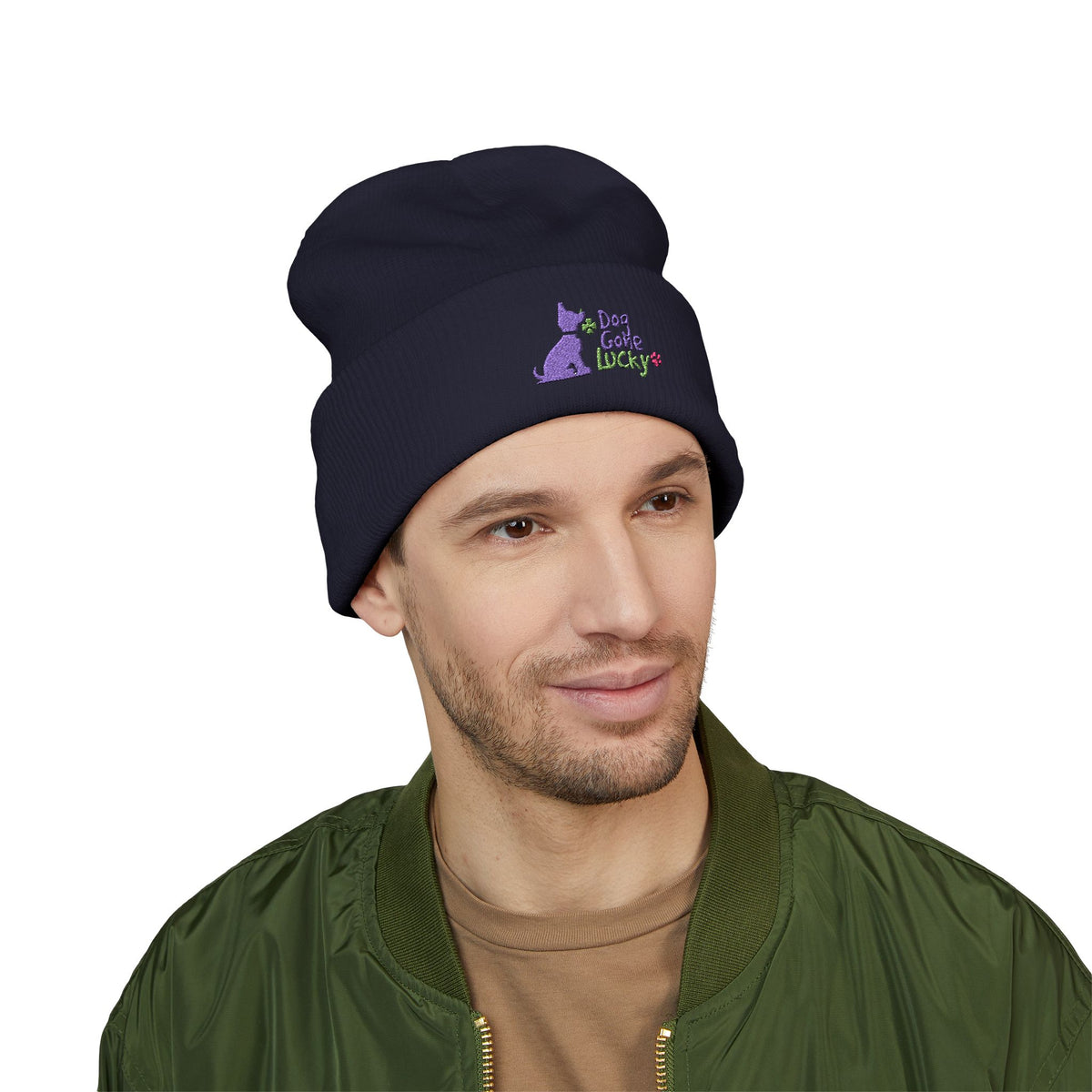 Doggone Lucky Embroidered Beanie
