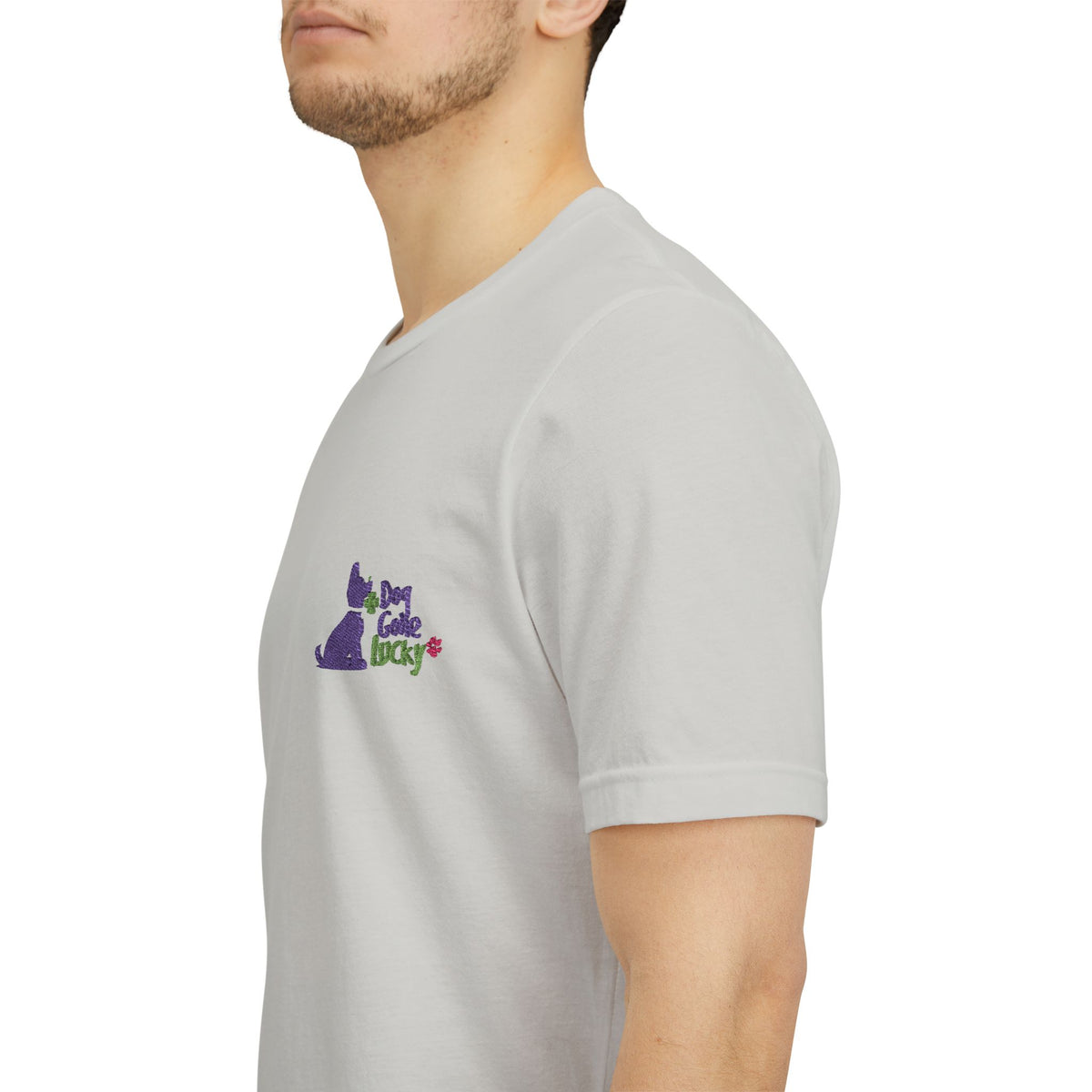 Doggone Lucky Adult Tee - Embroidered Lucky Pup on the Chest