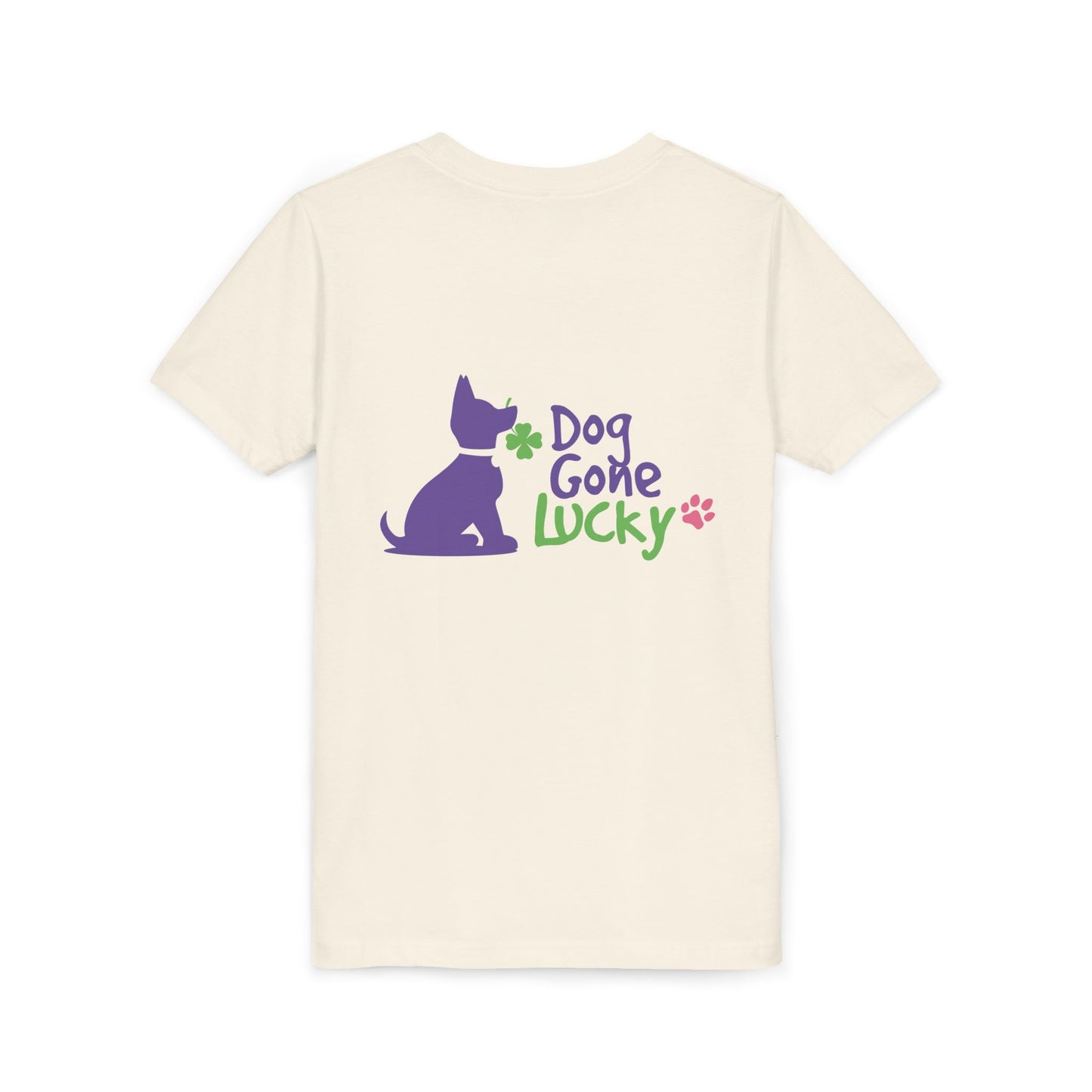 Doggone Lucky Personalized Neck Label Youth Tee - Cute Lucky Pup on Front and Back