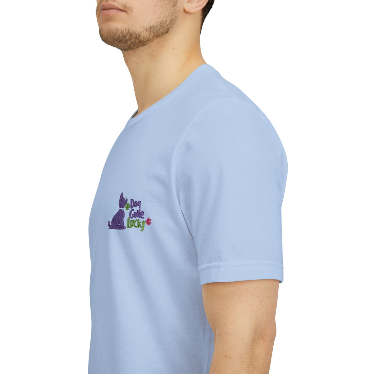 Doggone Lucky Adult Tee - Embroidered Lucky Pup on the Chest