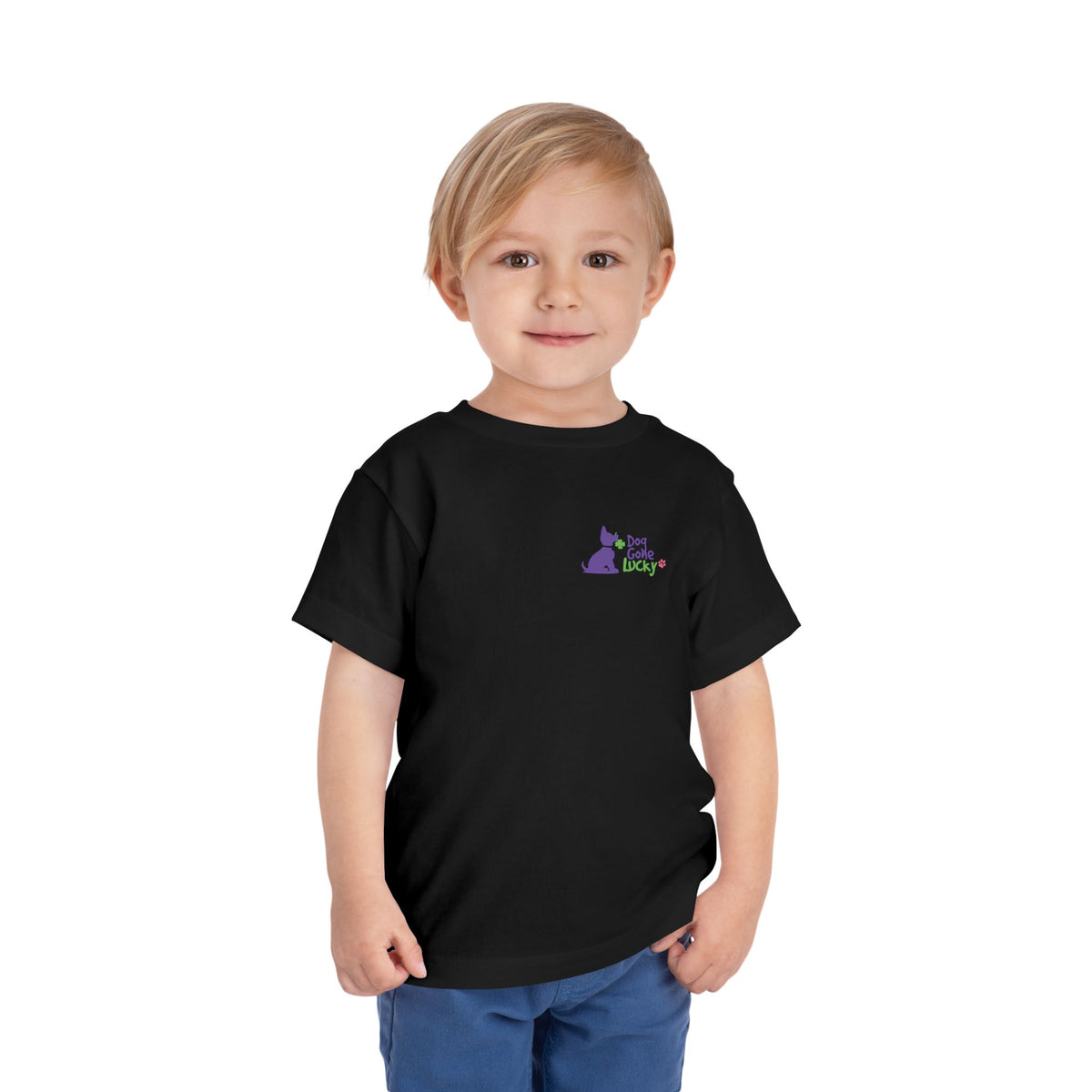 Doggone Lucky Personalized Toddler Tee - "Dog Gone Lucky" Cute Purple Pup St. Patrick's Day Shirt