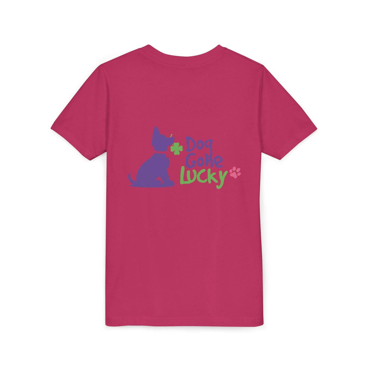 Doggone Lucky Personalized Neck Label Youth Tee - Cute Lucky Pup on Front and Back