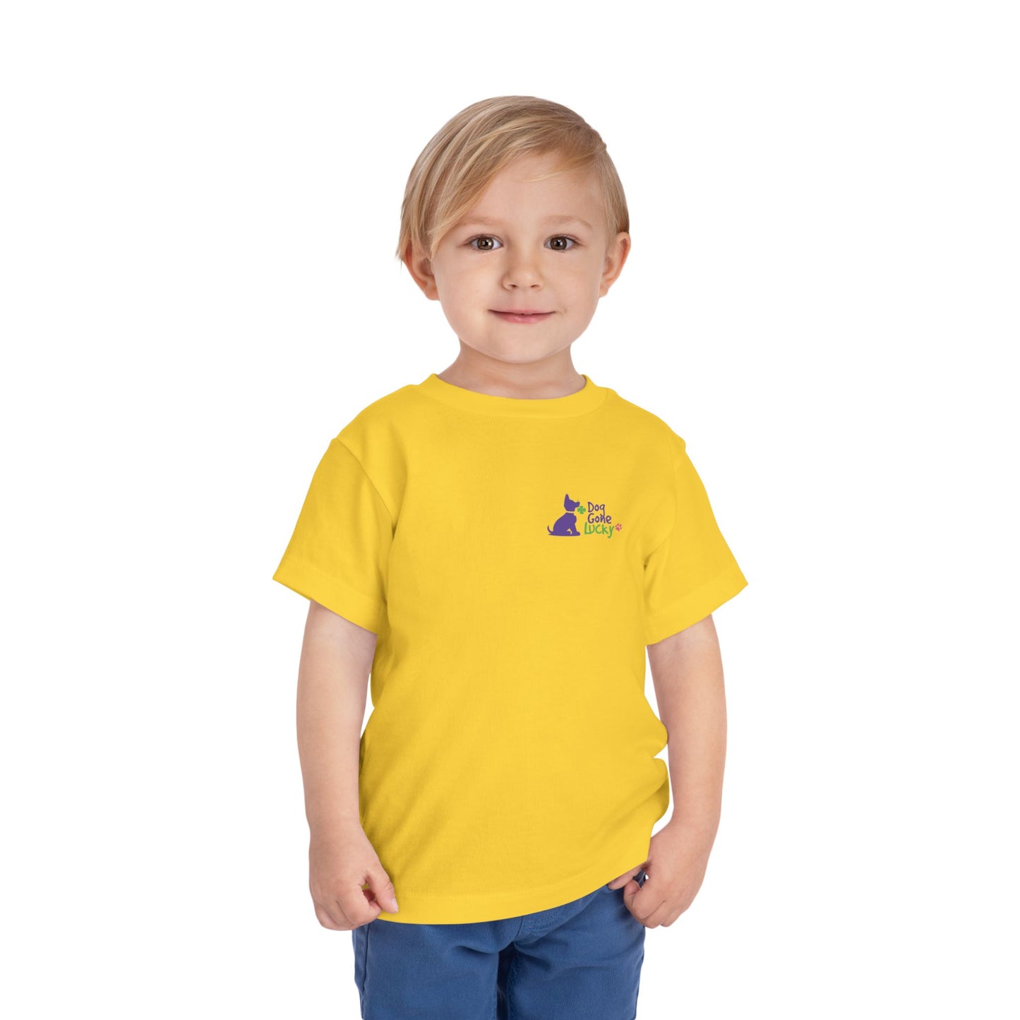 Doggone Personalized Neck Label Toddler Tee - Lucky Pup Graphic on Back and Front