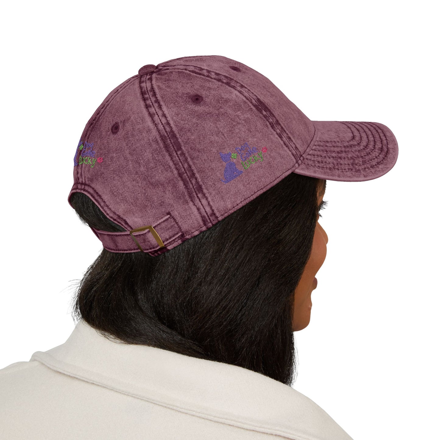 Embroidered 'Doggone Lucky' Vintage Cap