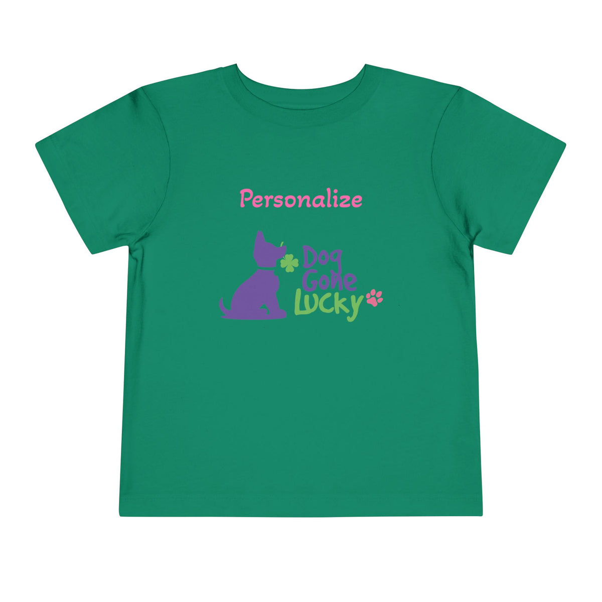 Doggone Lucky Personalized Toddler Tee - Printed Lucky Pup on Front