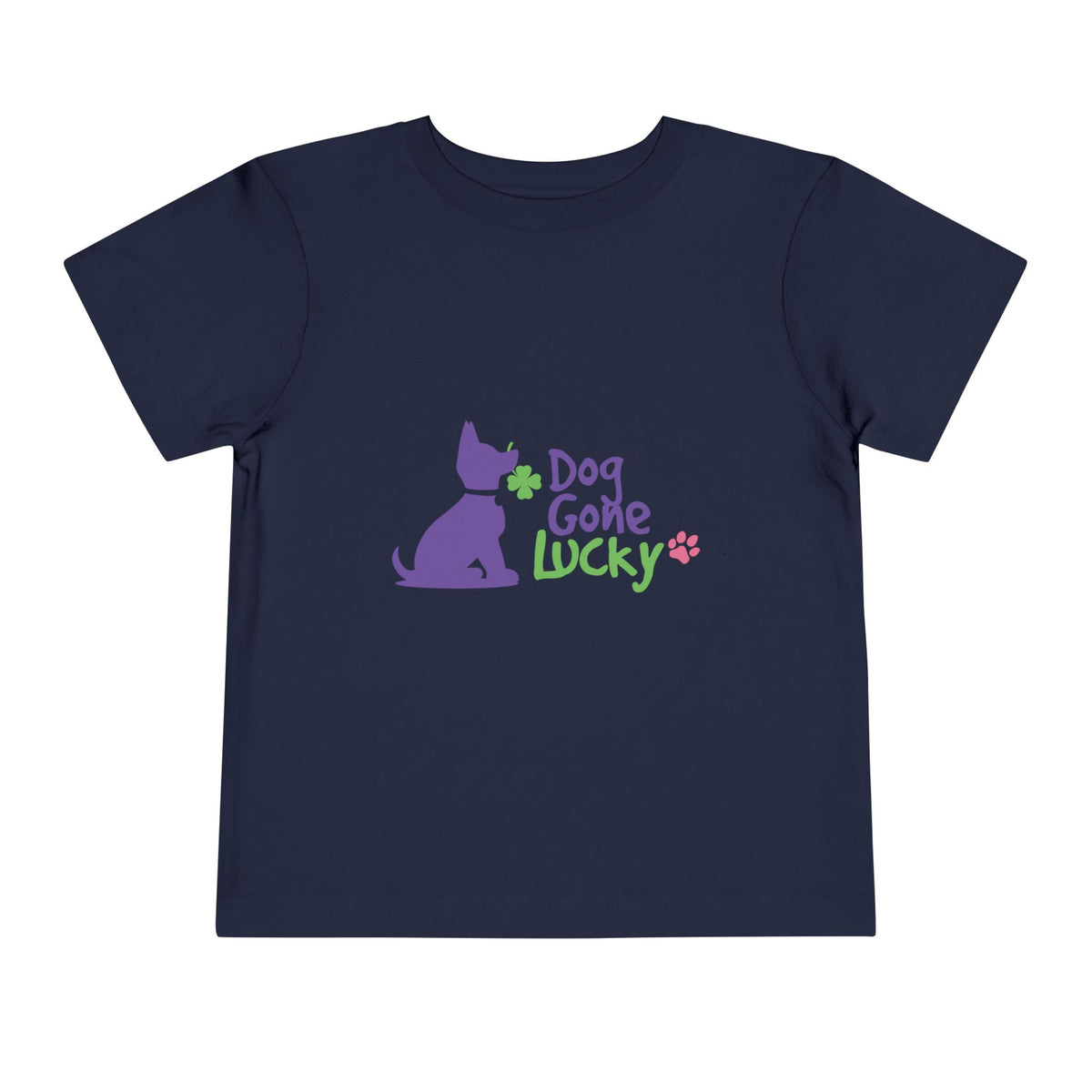 Doggone Lucky Personalized Neck Label Toddler Tee - Printed Lucky Pup on Front and Back