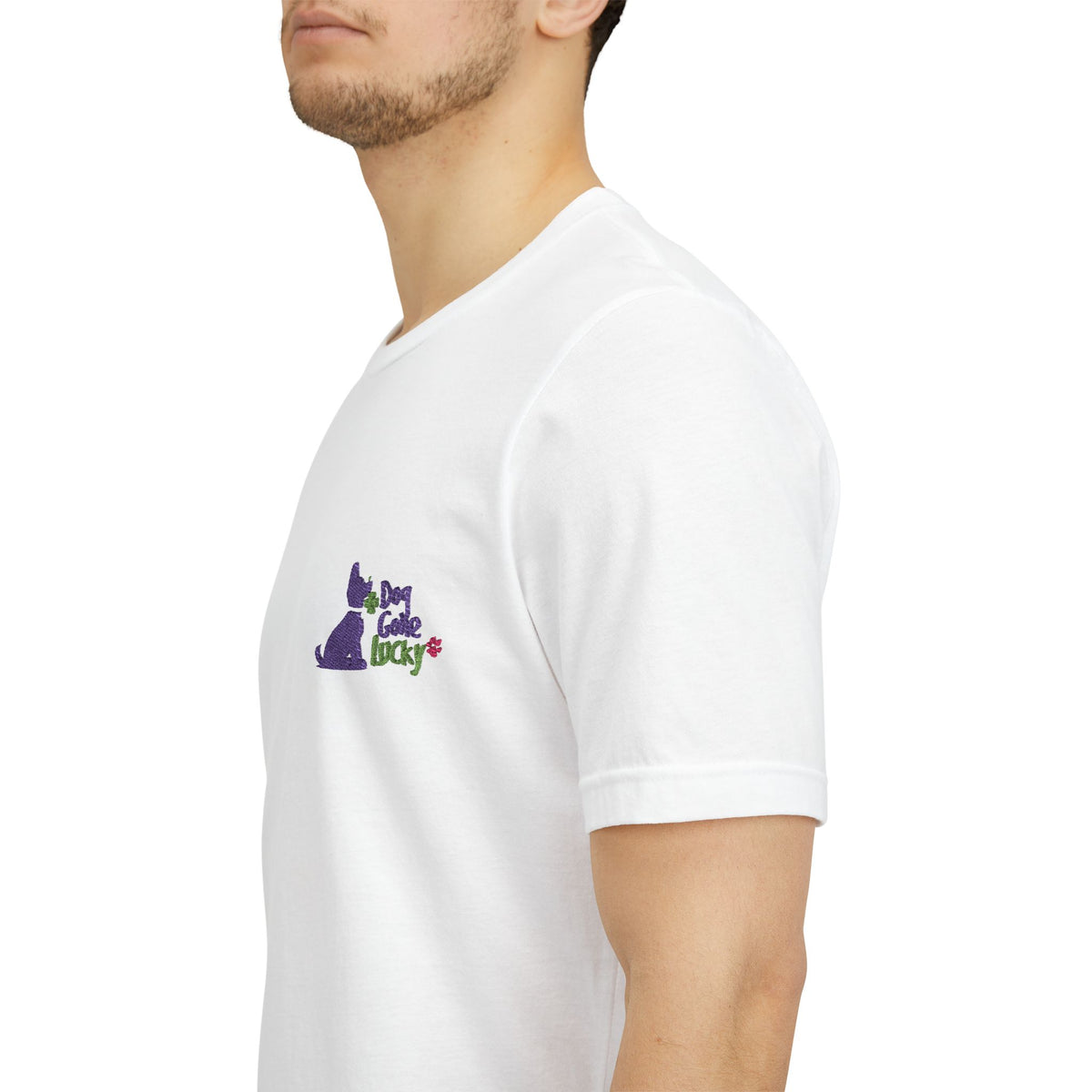 Doggone Lucky Adult Tee - Embroidered Lucky Pup on the Chest
