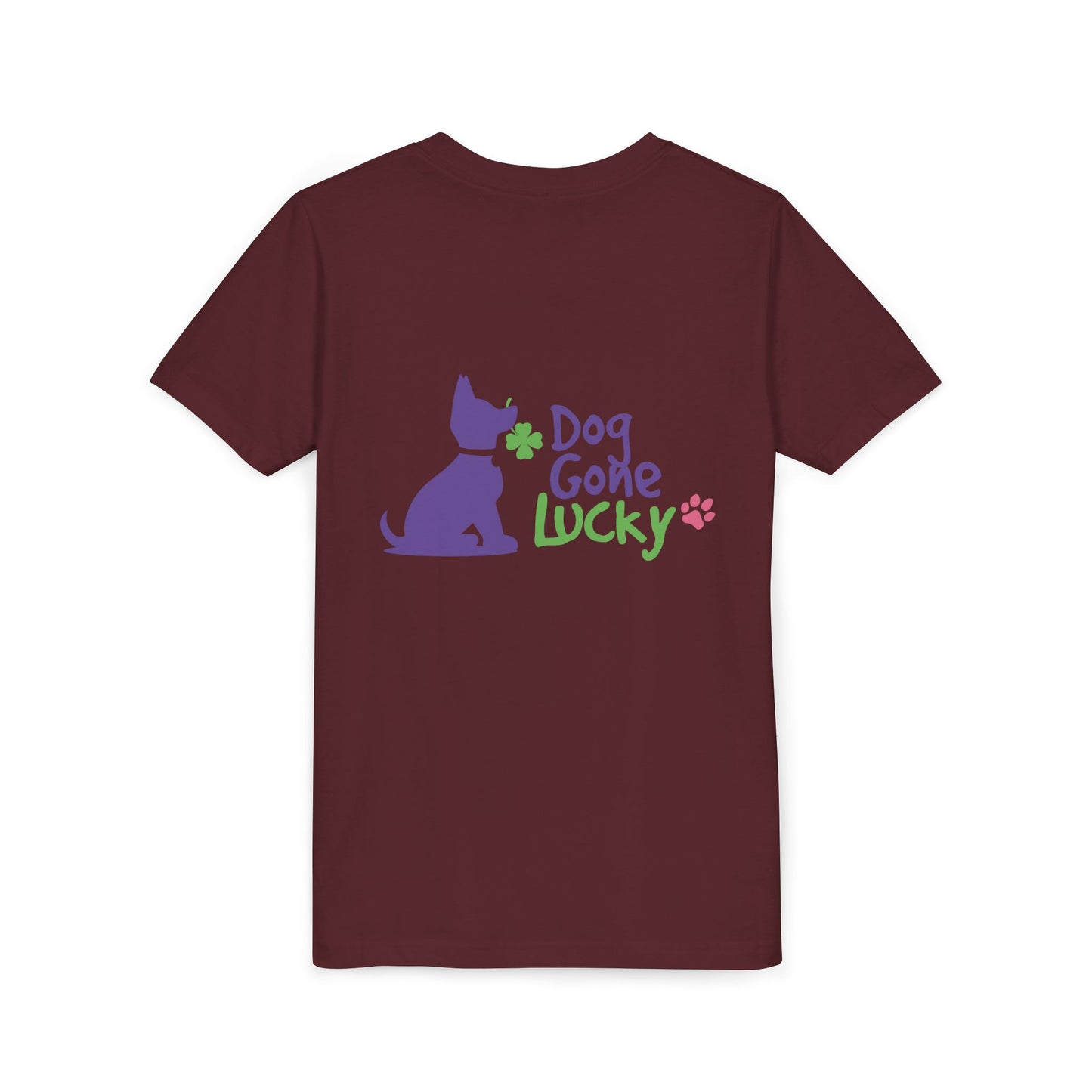 Doggone Lucky Personalized Neck Label Youth Tee - Cute Lucky Pup on Front and Back