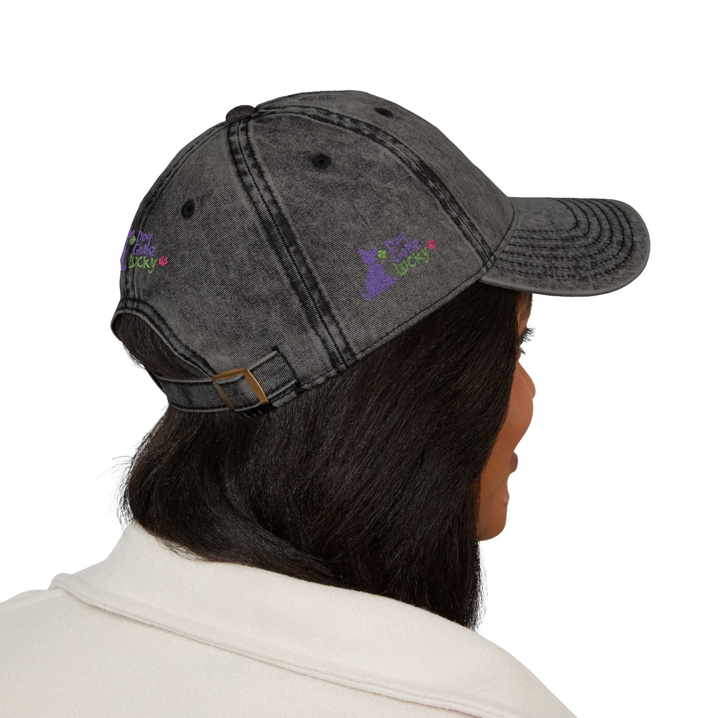 Embroidered 'Doggone Lucky' Vintage Cap