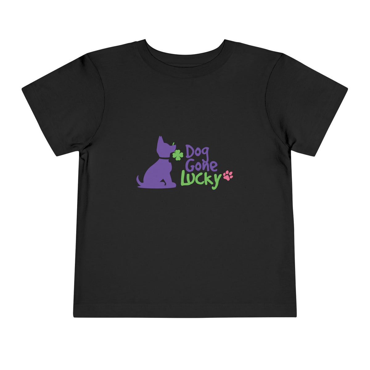 Doggone Lucky Personalized Neck Label Toddler Tee - Printed Lucky Pup on Front and Back